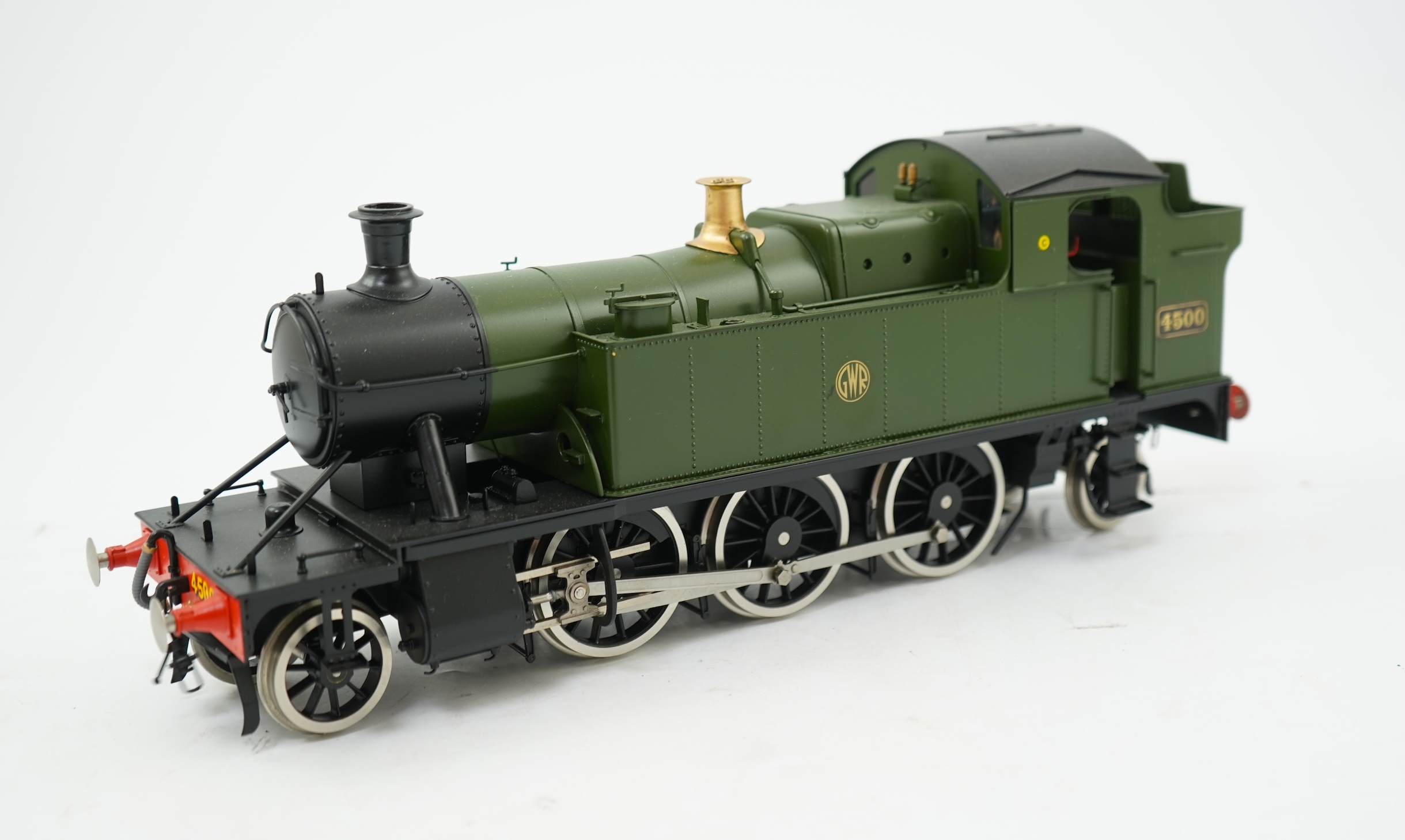 A Gauge One FineScale Brass for Bachmann model of GWR Class 45xx, 4500, 2-6-2T Prairie Tank locomotive, powered for two rail operation.